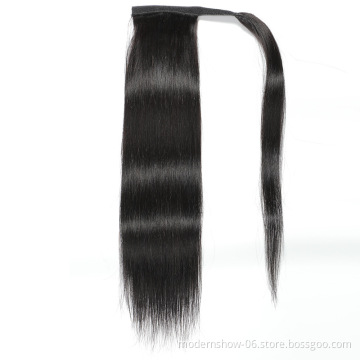 Modern Show Natural Real Human Hair Ponytail Black Peruvian Human Hair Ponytail Hair Extensions